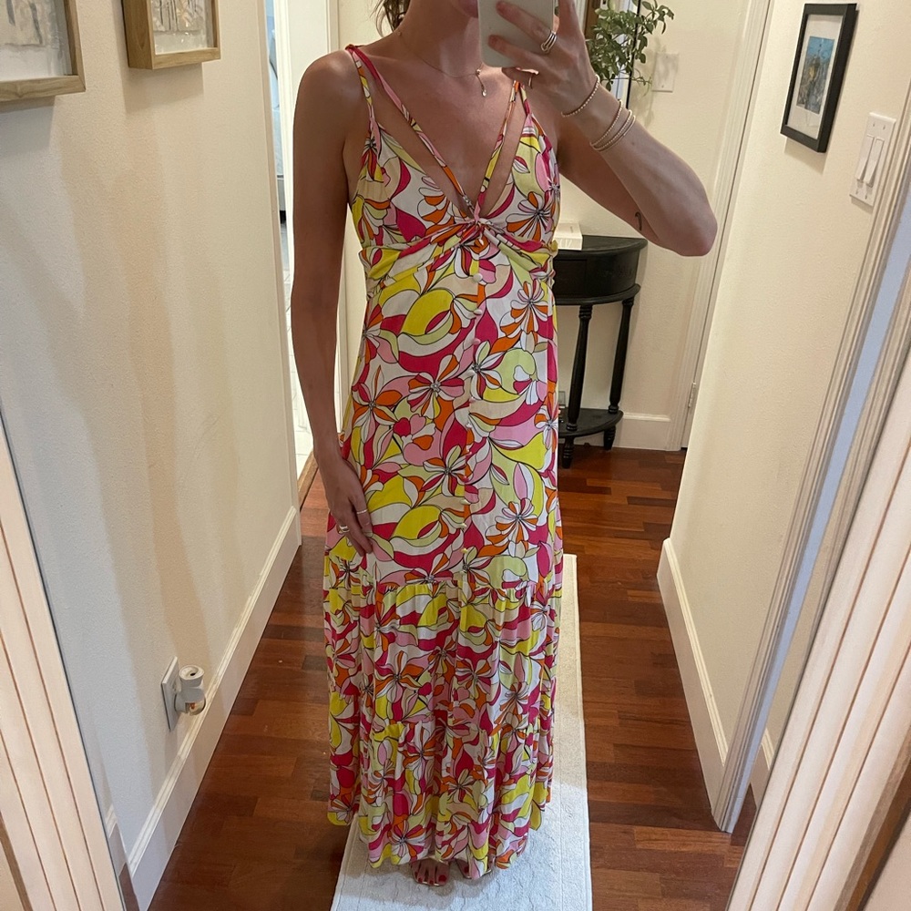 Strapping bright floral maxi dress size XS